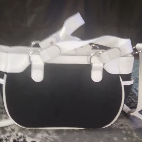 Juicy Couture Black and White Shoulder Bag with Badge Embellishments - Picture 4 of 5